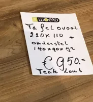 Ovale teakhouten eettafel 220x110 inclusief onderstel Ovale teakhouten eettafel 220x110 inclusief onderstel